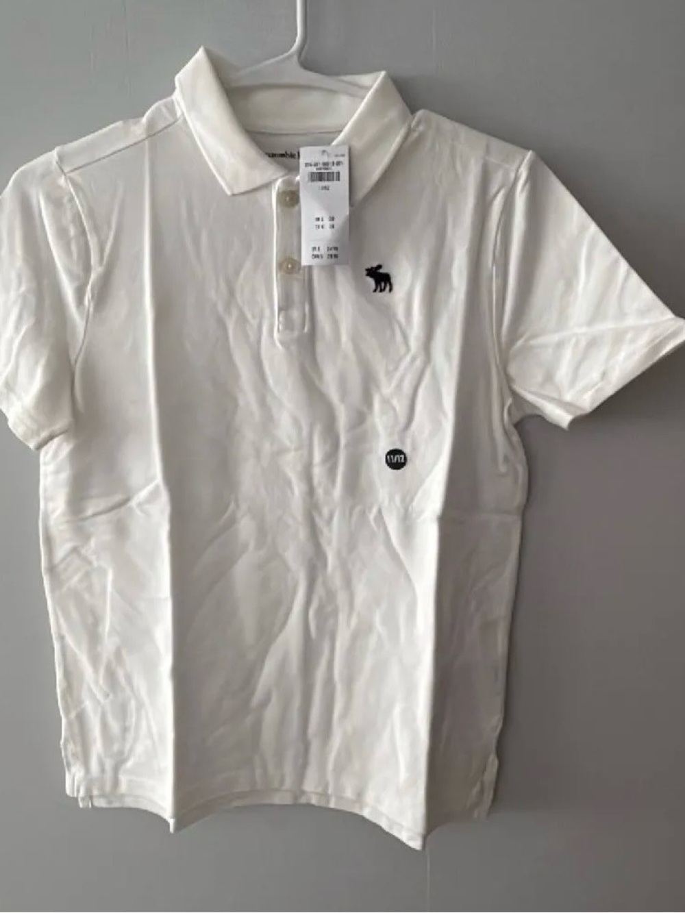 abercrombie kids White Polo Shirt with Navy Moose Logo